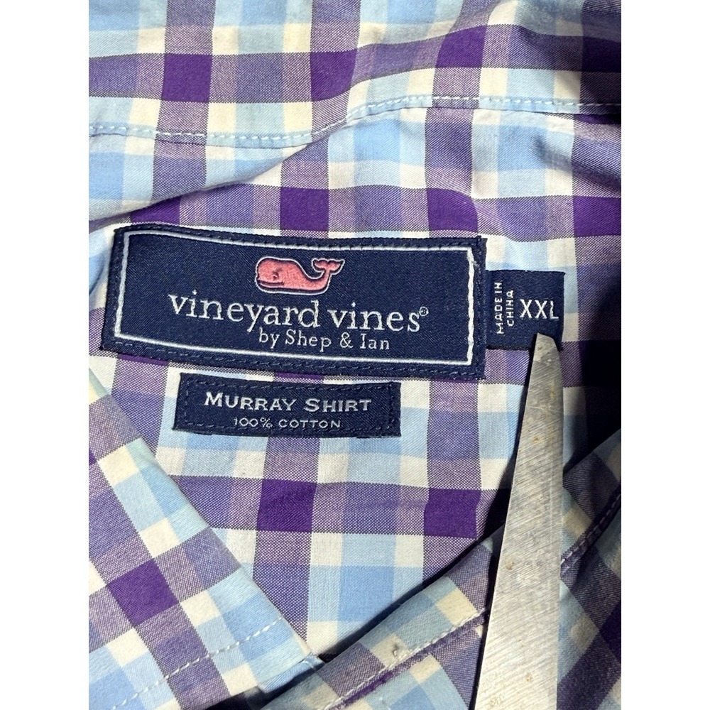Vineyard Vines Murray Shirt Mens XXL Purple Blue Gingham Check Button Down - Picture 5 of 12